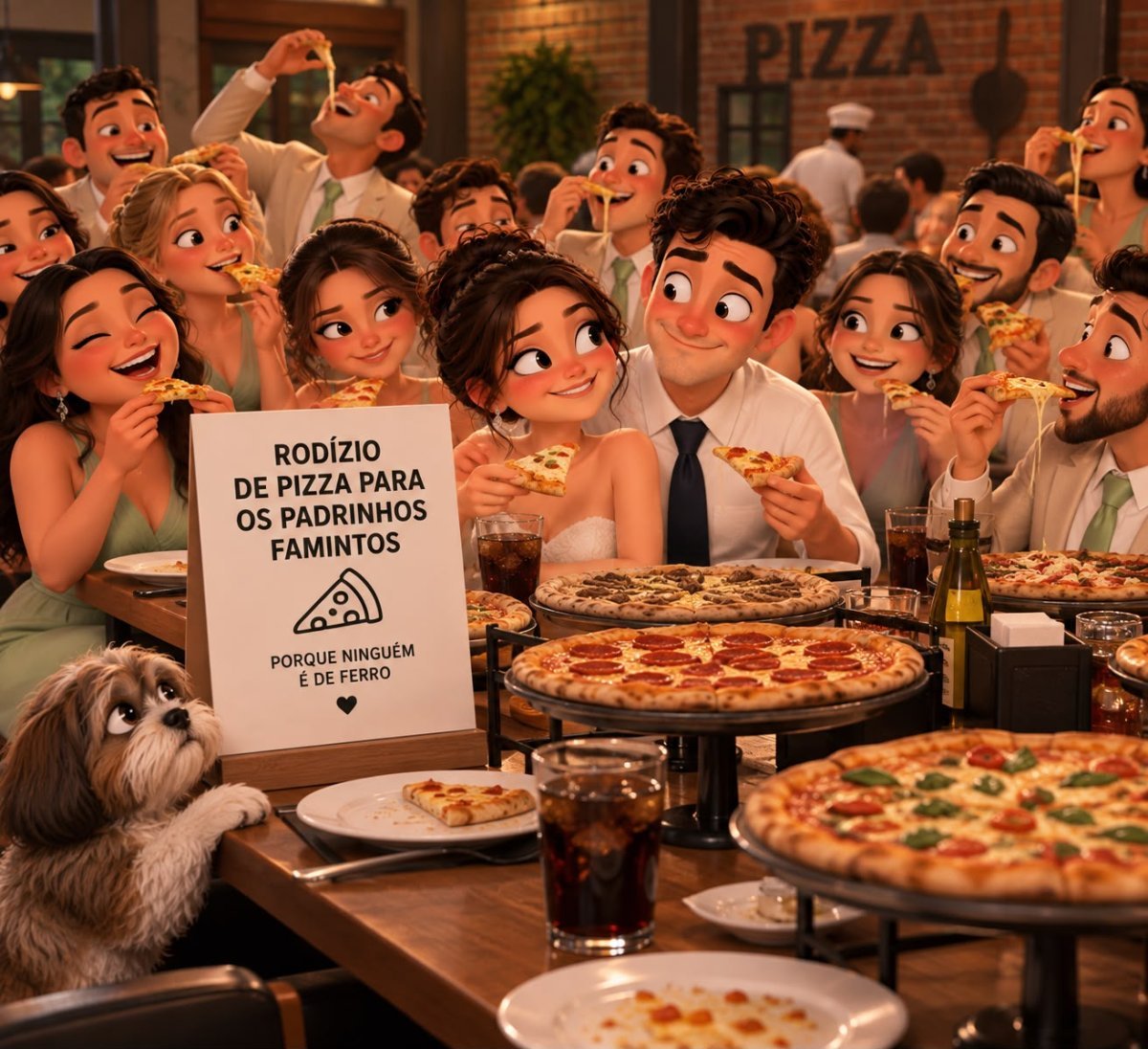 Rodízio de pizza para os padrinhos famintos