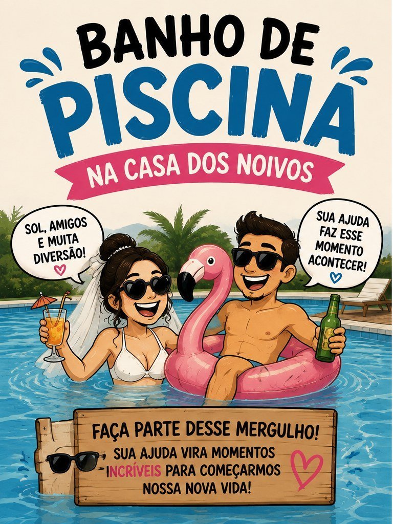 Banho de piscina na casa dos noivos