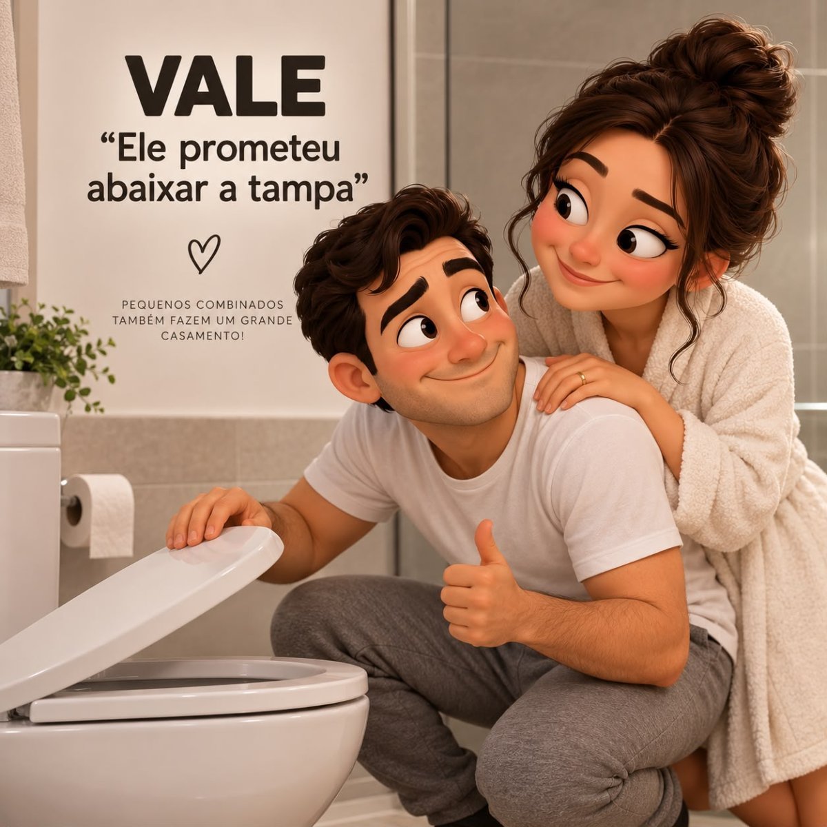 Vale "Ele prometeu abaixar a tampa"