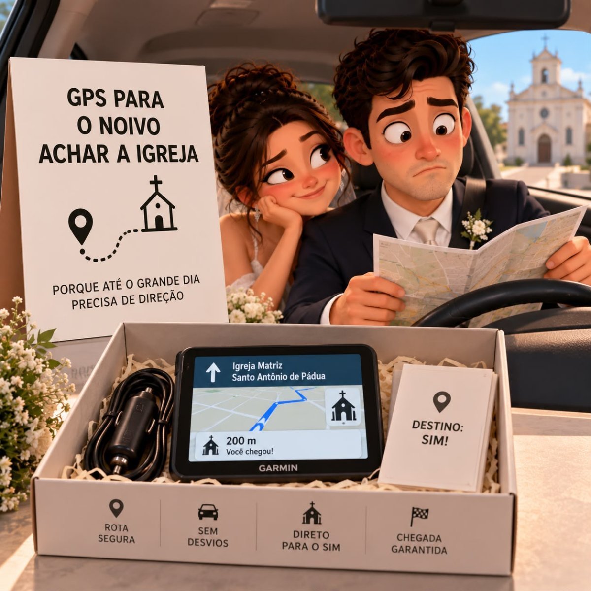 GPS para o noivo achar a igreja
