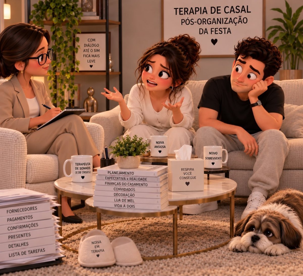 Terapia de casal pós-organização da festa